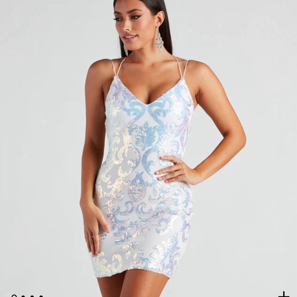 White Iridescent Dress - worn for just a few hours like new - Picture 3 of 5